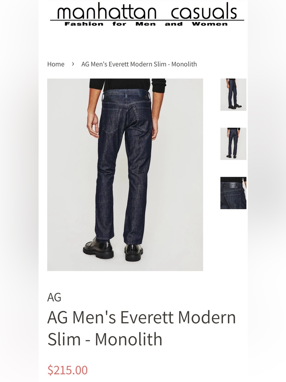 AG ADRIANO GOLDSCHMIED — Men’s Slim Straight Everett Jean